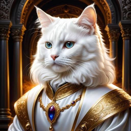 Majestic Fluffy Cat Emperor in Space