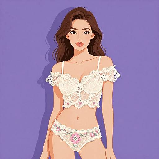 Vintage Romantic Woman in Lace Attire