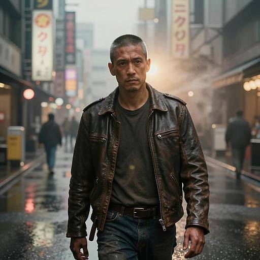 Neon-Soaked Tokyo Stunt Driver Portrait