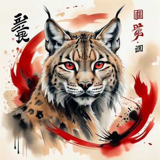 Majestic Lynx in Ink Wash Art