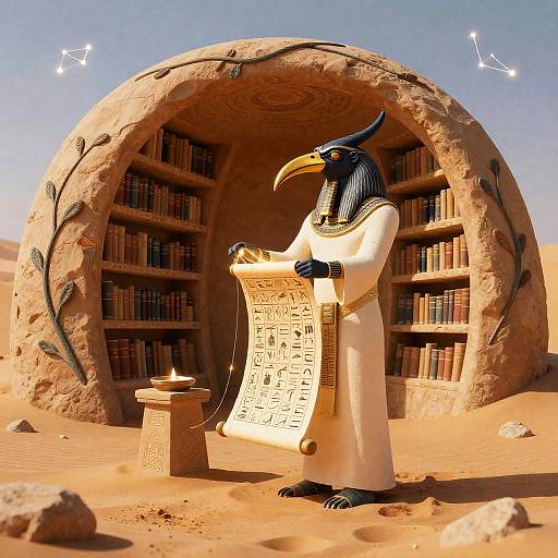 Thoth, Ibis Librarian Weaving Time