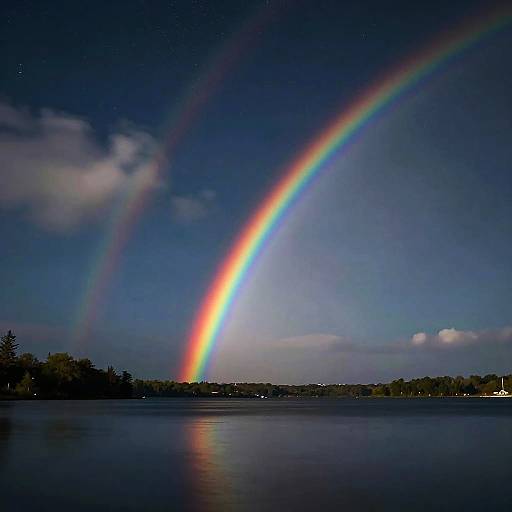 Rainbow Night Sky with Reflection