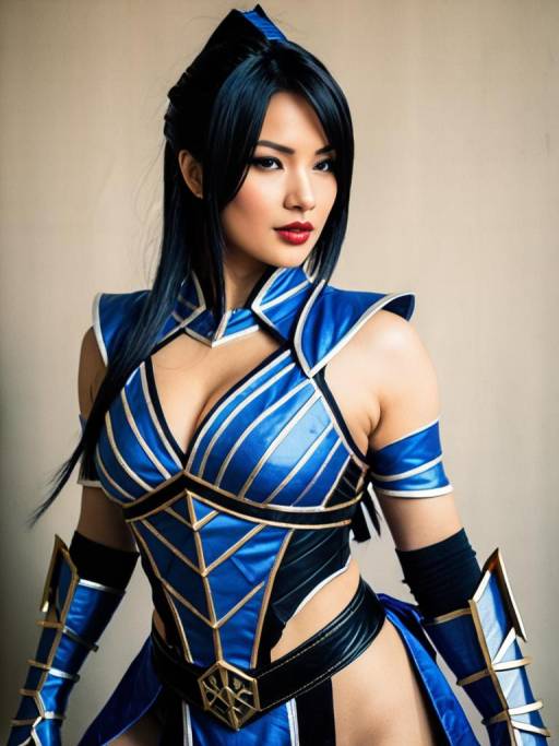 Woman in Kitana Cosplay Armor