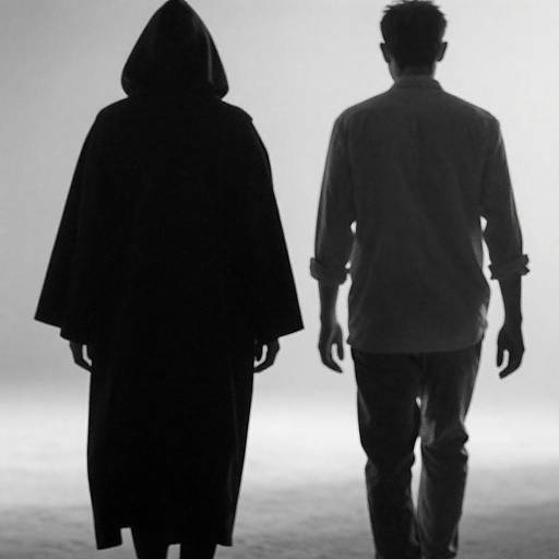 Black and White Photo of Two Men Walking