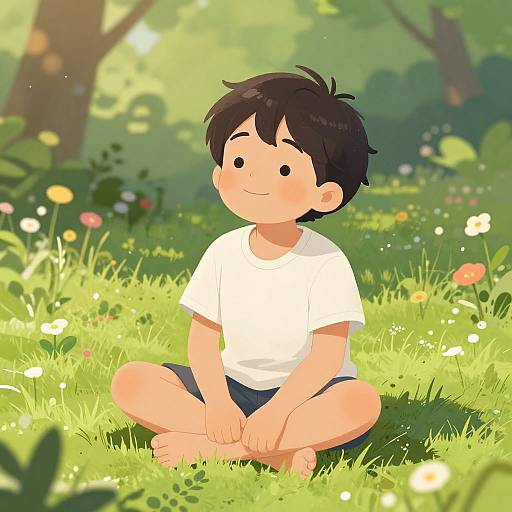 Child Sitting in W-Position Meadow