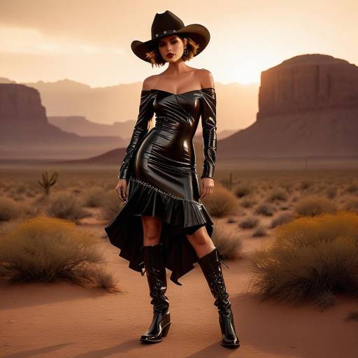 Elegant Western Dancer in Desert Sunset