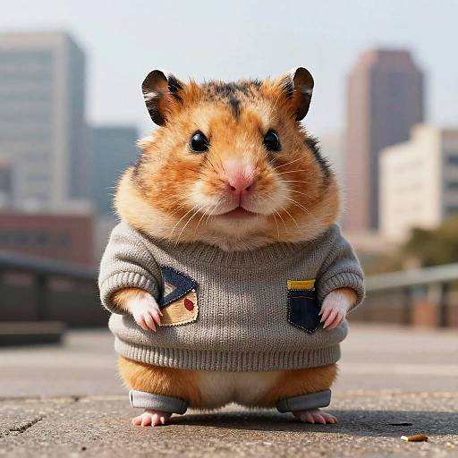 Irritable Hamster Caricature with Urban Style