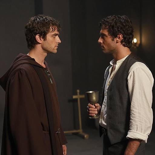 Two Men in a Dimly Lit Room