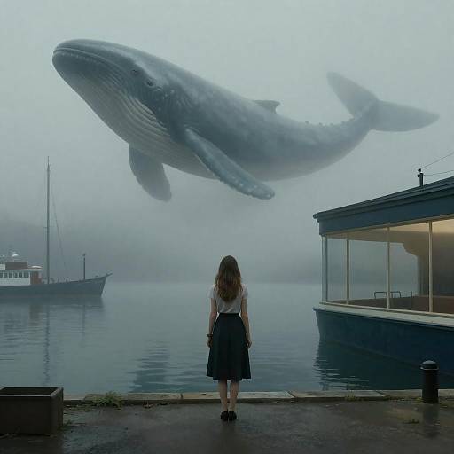 Surreal Foggy Harbor Dreamscape