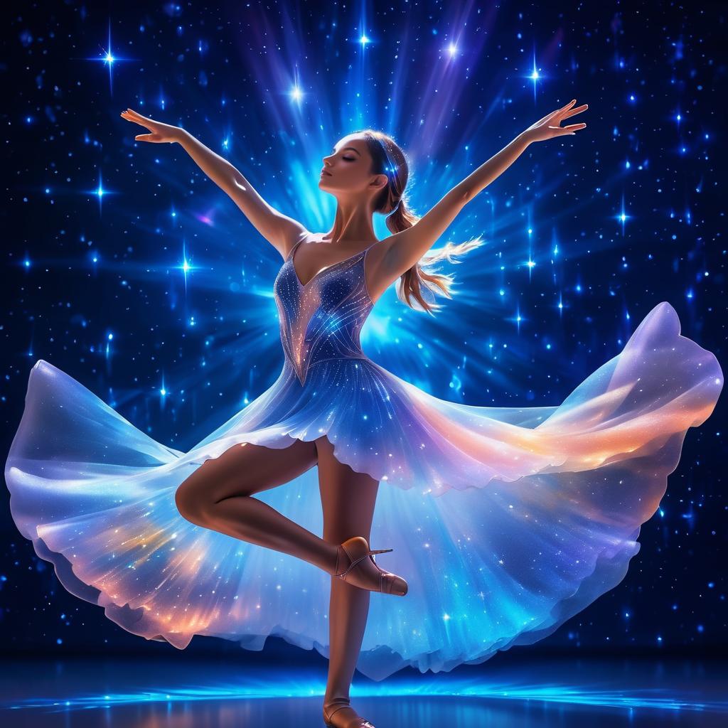 Ethereal Glass Ballerina in Cosmic Glow