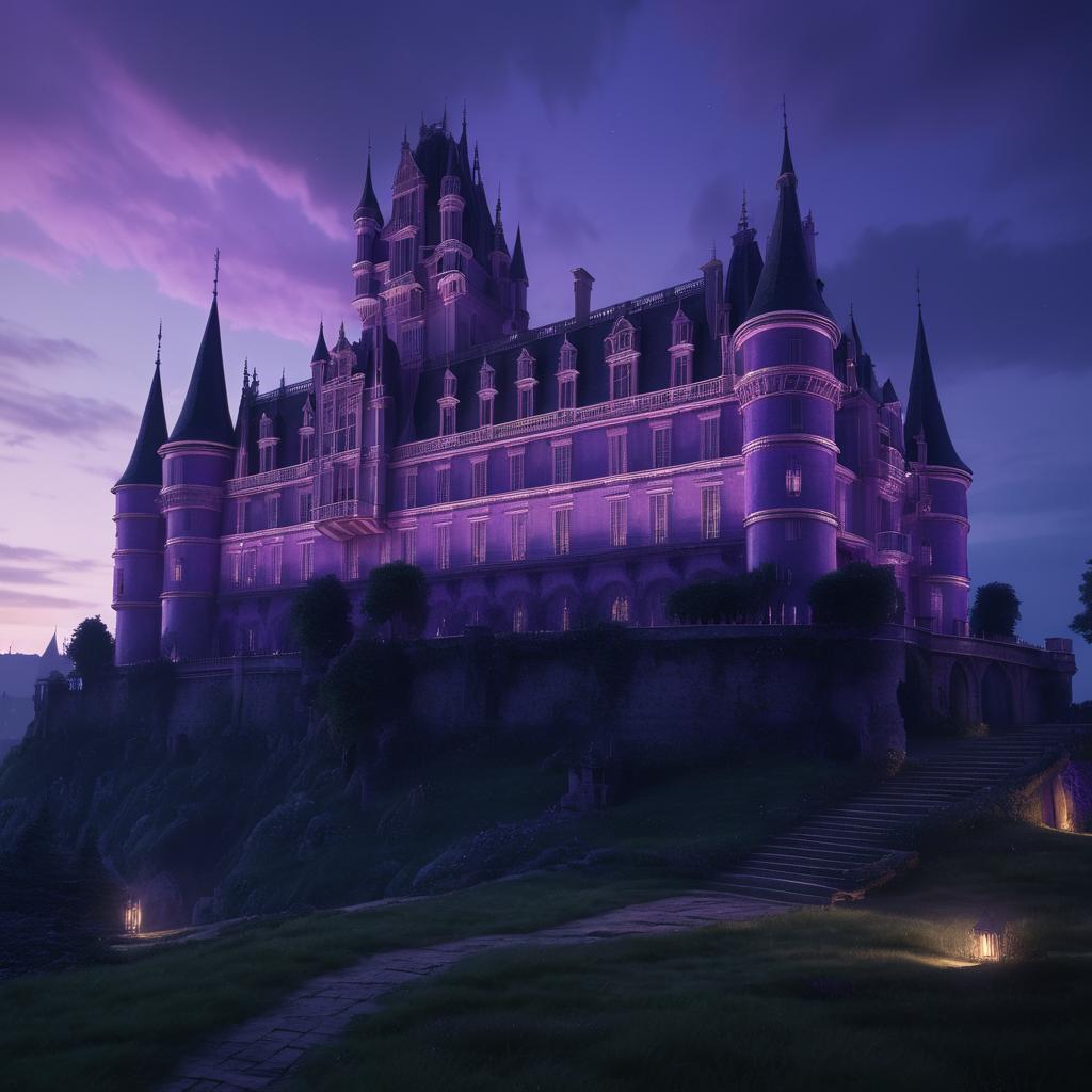 Majestic Twilight Castle in Hyper-Realism