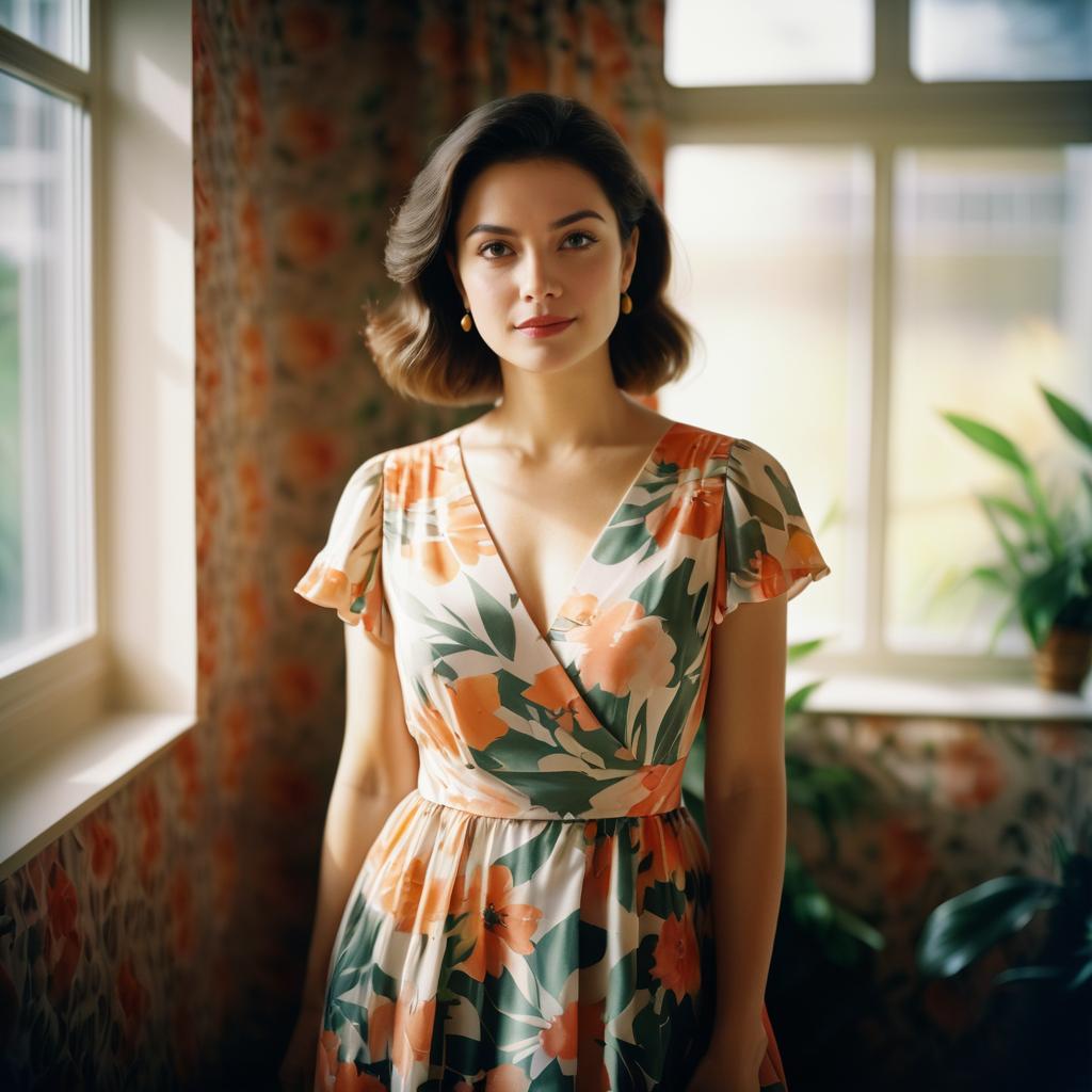 Cinematic Portrait of a Woman in Flowers