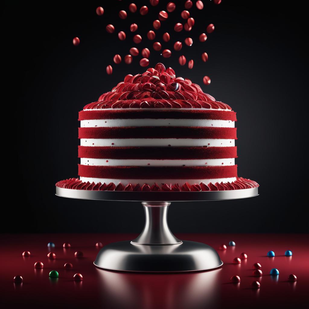 Elegant Red Velvet Cake with M&Ms