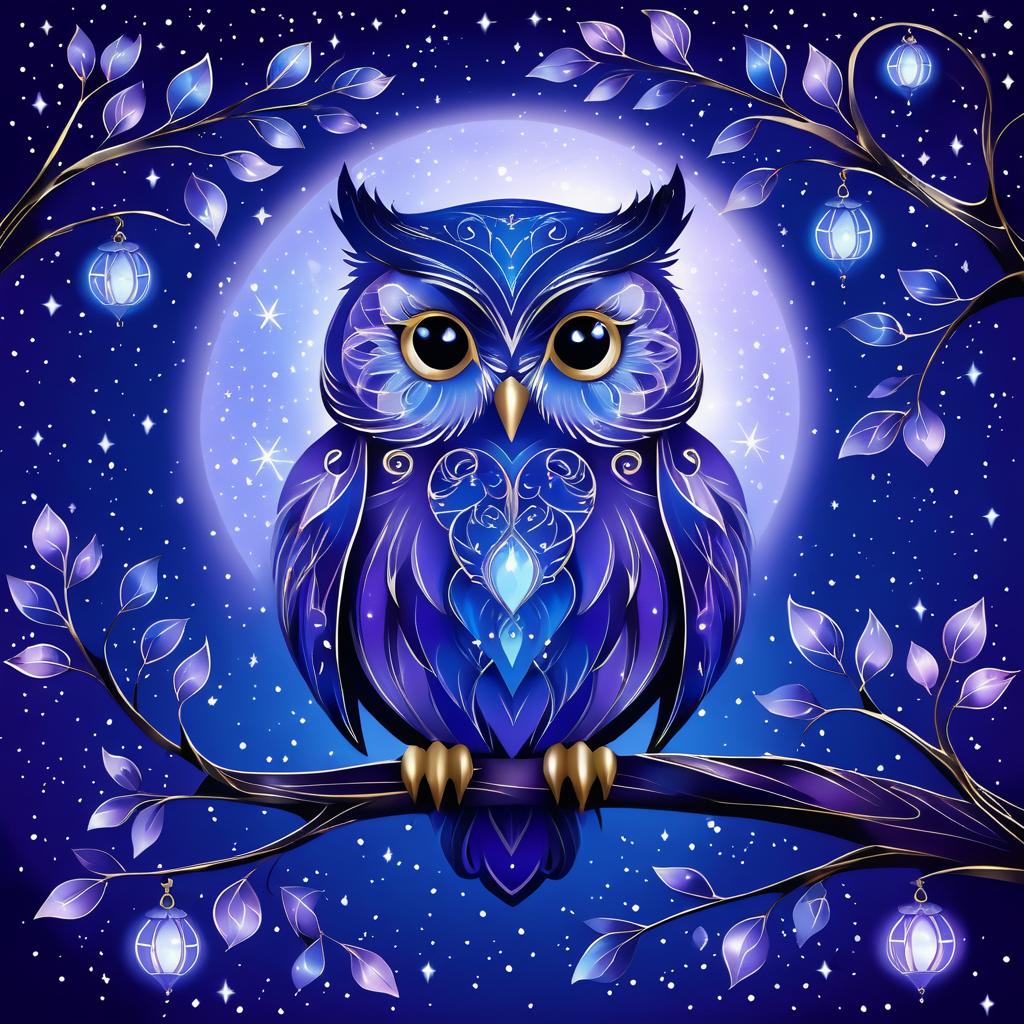 Whimsical Night Owl in Storybook Style