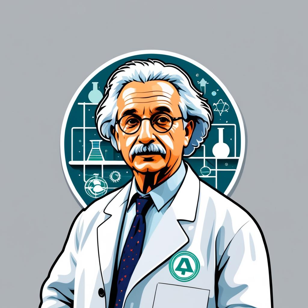 Figurative Portrait of Einstein in Lab Coat