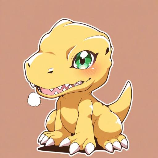 Illustration of Agumon, digimon in the style of Jako (jakoo21)