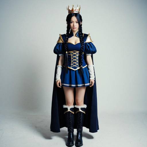 Woman in Blue Queen Costume with Crown