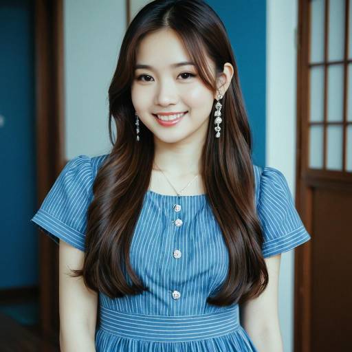 Photorealistic K-Pop Girl in Blue Dress