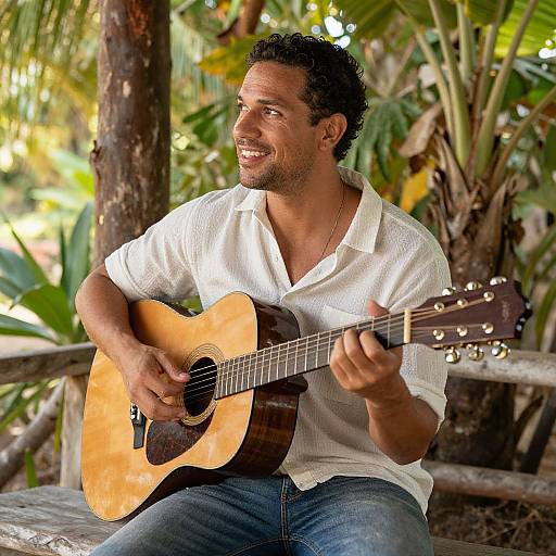 Handsome Puerto Rican Guitarist on Veranda