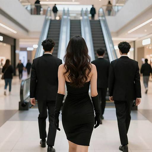 Elegant Mall Scene with Leading Woman
