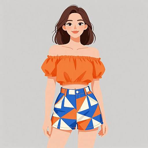 Smiling Woman in Vibrant Summer Outfit