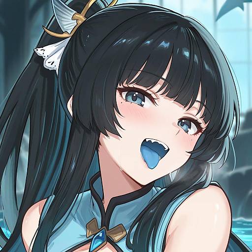 Illustration of Artemis of the blue, atelier live in the style of Mabing