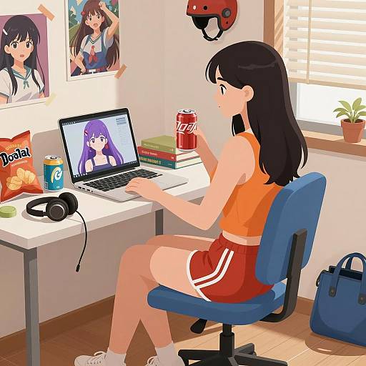 Vibrant Digital Art of Anime Enthusiast