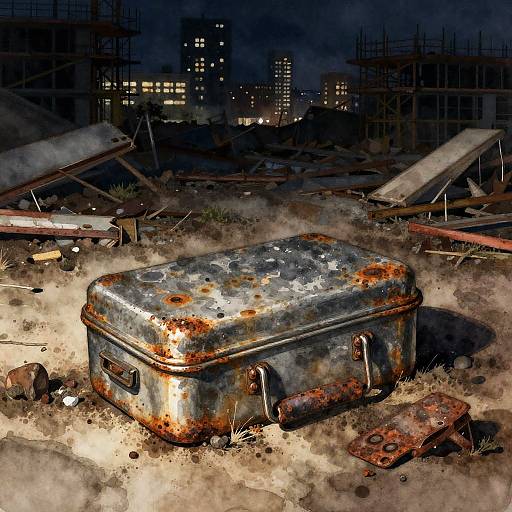 Realistic Watercolor of Dented Lunchbox