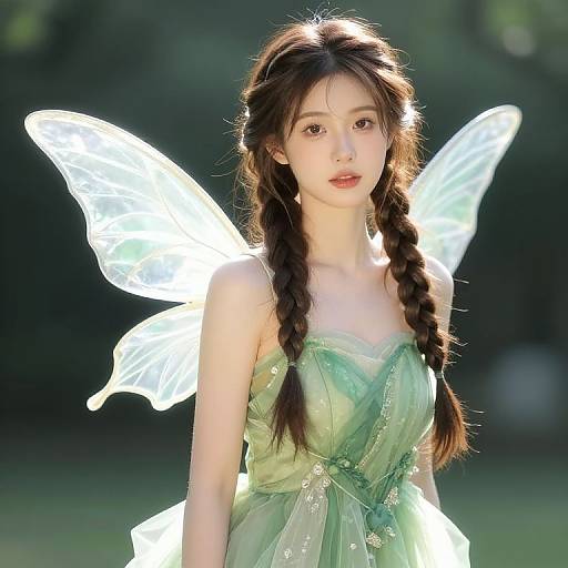 Braided Fairy in Green Dress