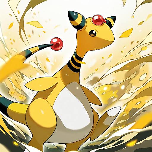 Illustration of Ampharos, pokemon in the style of Doushimasho