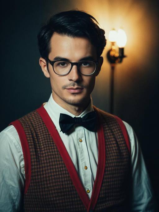 Man in Nerd Costume with Glasses and Bow Tie