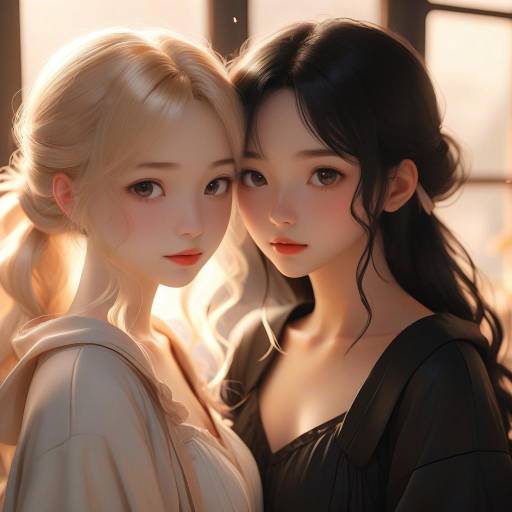 Intimate Anime Portrait of Two Friends