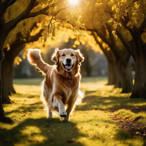 Magical Golden Retriever in Sunlit Orchard Magical Golden Retriever in Sunlit Orchard