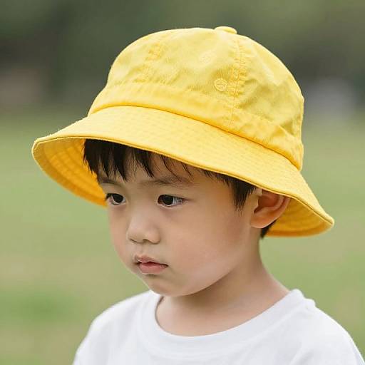 Young Boy Wearing Yellow Hat