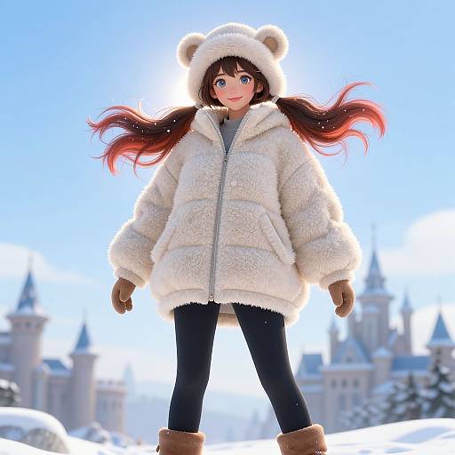 Winter Fashion Portrait with Castle