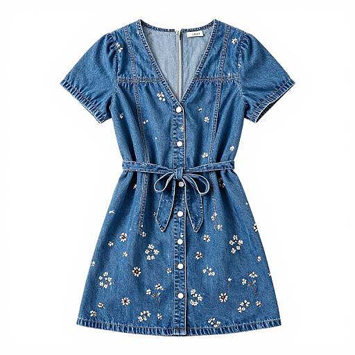 90's Tie Front Denim Mini Dress