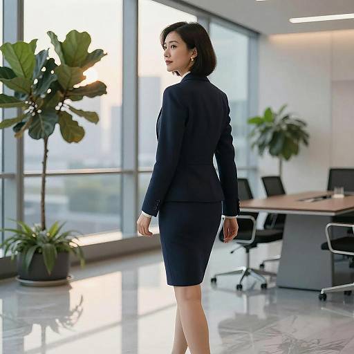 Confident East Asian Female CEO in Modern Office