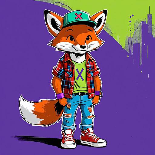 Stylish Cartoon Red Fox Character