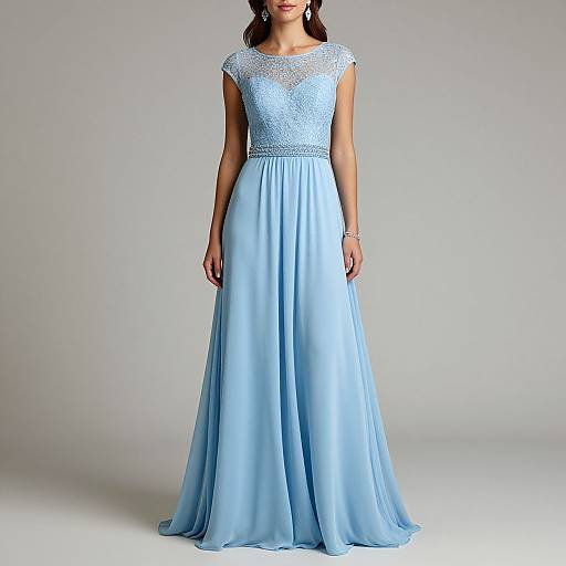 Elegant Light-Blue Prom Dress Model