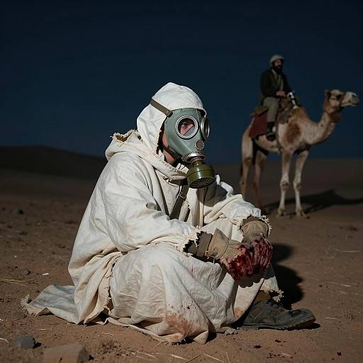 Haunting Desert Night with Mysterious Figures