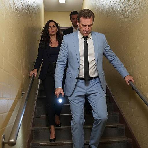 Chase Down Dimly Lit Staircase