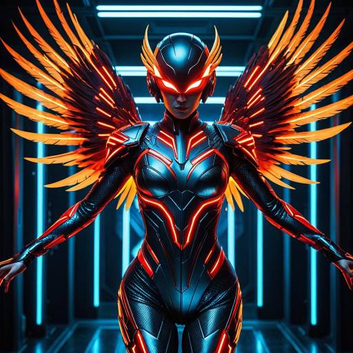 Futuristic Woman with Glowing Wings