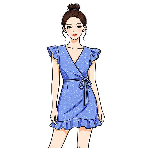 Chic Woman in Speckled Wrap Dress