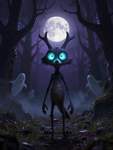 Spooky Stylized Coyote in Gothic Forest