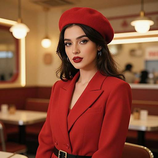 Vibrant Retro Portrait of Stylish Woman