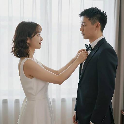 Romantic Encounter in Sheer Curtains