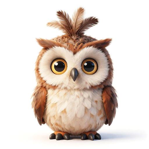 Adorable Gouache Toddler Owl With Tufts