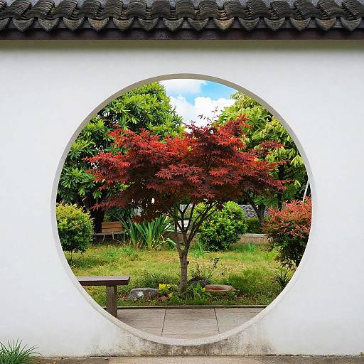 Vibrant Garden View Through Archway