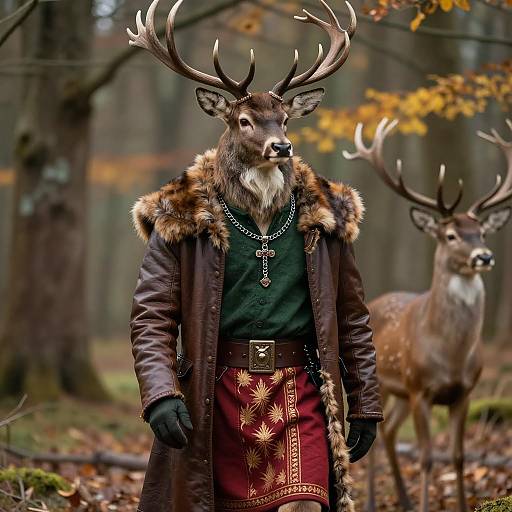 Fantasy Deer-Man Hybrid in Stag Outfit
