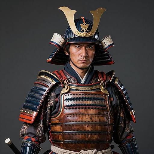 Fierce Samurai Portrait in Traditional Armor